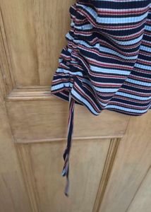Striped Tee with Drawstring Detail