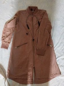 Long Brown Bomber Jacket