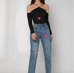 Black Cold Shoulder Long Sleeve Top