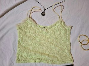 Lime Green Lace Cami Top 🌹