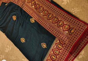 Elegant Embroidered Blue Saree