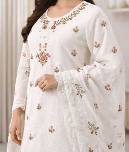5 PCS COMBO White Embroidered Kurta Set