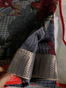 Elegant Floral Printed blue Saree