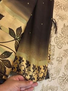 printed floral saree with stone work