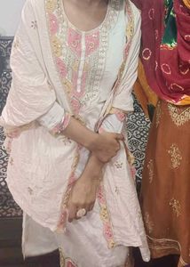 Elegant Cream Embroidered Kurta Set