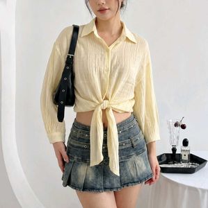 Stylish Tie-Front Cropped Blouse