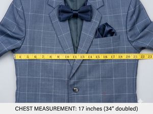👔 Blue Windowpane Check Wedding Suit | Waist 32”