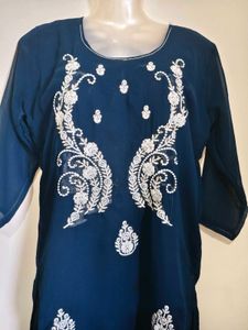 Elegant Blue Embroidered Kurta