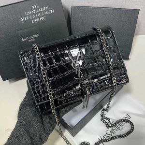 YVES SAINT LAURENT *YSL*KATE BLACK CROCO SLINGBAG