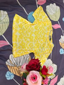 Yellow Floral Print Cropped Top