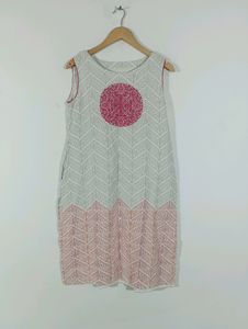 White Embroidered With Printed Kurta (Women)