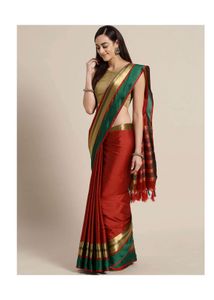 Beautiful Red Saree with Green Border