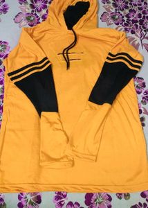 Yellow &amp; Black Color Block Hoodie