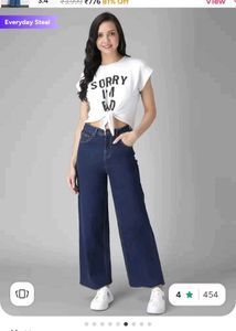 Stylish Wide-Leg Denim Pants Set