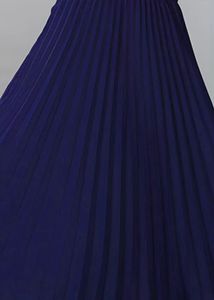 Navy Pleated Midi Skirt
