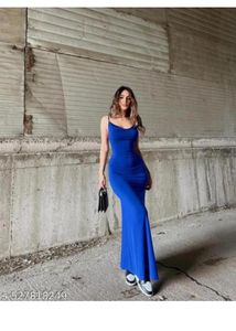 Elegant Blue Maxi Slip Dress