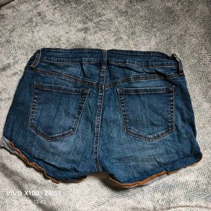 Blue Denim Cuffed Shorts