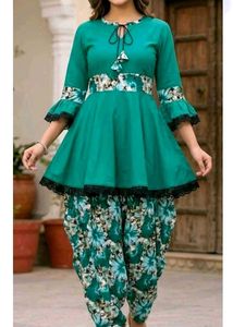 Elegant Green Kurta Dhoti Set