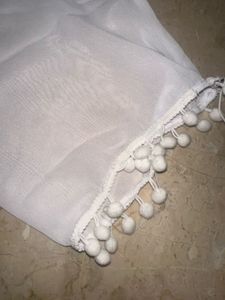 Sheer White Pom-Pom Swim Cover-Up