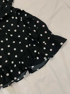 Black Polka Dot Wrap Dress
