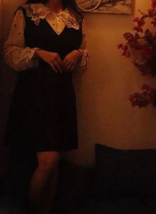 Chic Black &amp; White Dress with Peter Pan Collar
