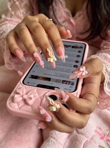 🎀🌹 COQUETTE 3D BOW &amp; ROSE PRESS-ON NAIL SET
