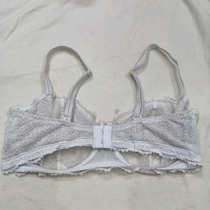 🥰 Lace Balconette Bra with Pink Bow