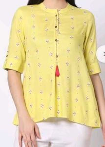 Lime Greenish Yellow Kurti Top