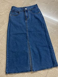 Blue Denim Midi Skirt