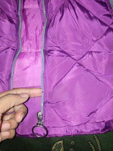 Purple Quilted Puffer Coat