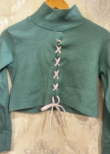 Green Turtleneck Crop Top