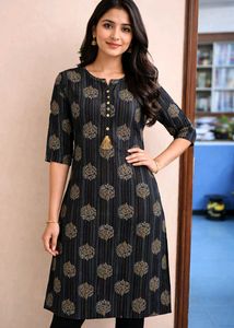Elegant Black Printed Kurta