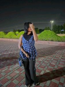 Blue Printed Spaghetti Top