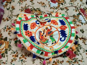Embroidered Clutch Bag with Tassels
