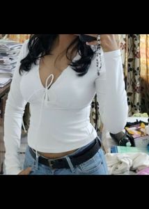 Lace-Trimmed Long Sleeve Top