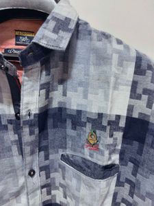 Men's Blue Checkered Full Sleeve Shirt 40inch