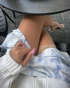 Beige Lace Top Thigh-High Stockings