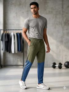 Men's Navy Blue Joggers with Red Accents