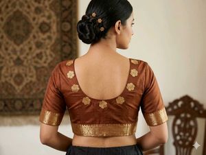 Elegant Brown Silk Blouse