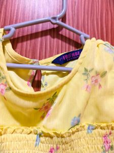 Yellow Floral Smocked Top