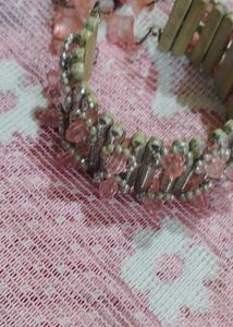 Cute Pink Beaded Charm Bracelet
