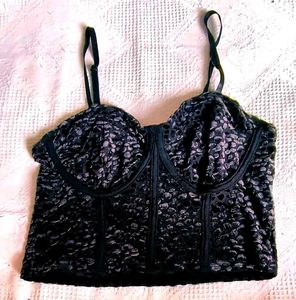 Black Leopard Corset Top
