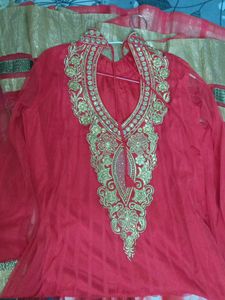 Anarkali Embroidery Work Suit With Pant Dhupatta