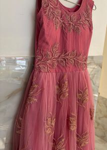 Net Embroidered Pink Gown