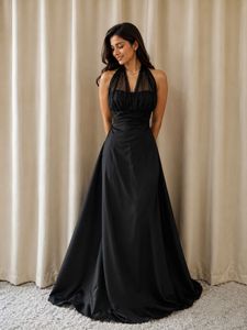 Elegant Black Halter Neck Gown