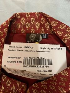 Inddus Men's Maroon Nehru Jacket - M