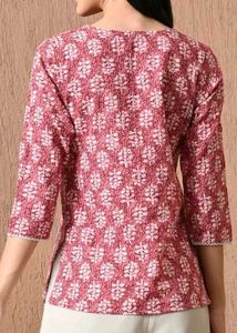 Chic Pink Printed short Kurti Top