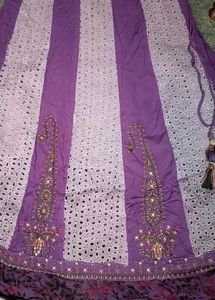Purple Embroidered Anarkali suit with pant