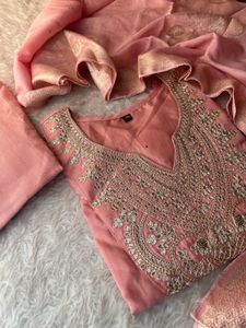 Pink Embroidered Kurta Set with Dupatta