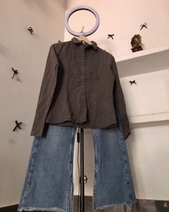 Chic Brown Button-Up Blouse🖤